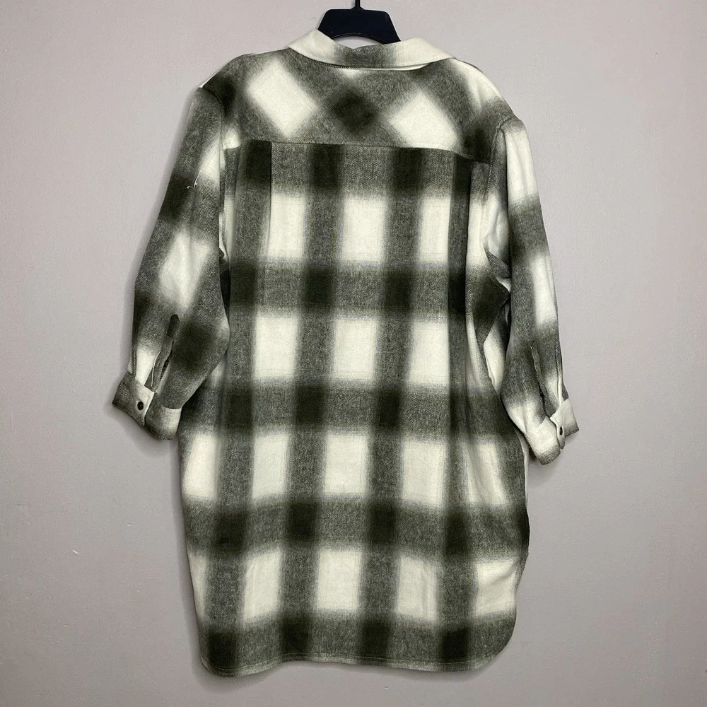 Basin and Range Flannel Plaid‎ Oversized Shacket Jacket Women Sz XS Wool Blend